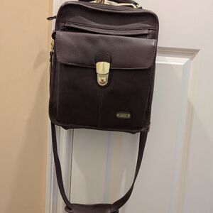 Men's Brown Leather Messenger Bag with Front Lock